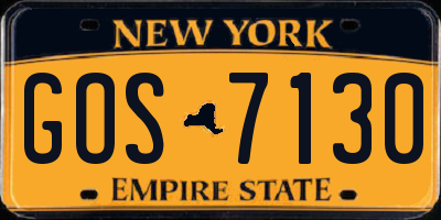 NY license plate GOS7130