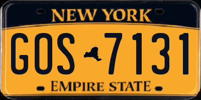 NY license plate GOS7131