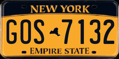 NY license plate GOS7132
