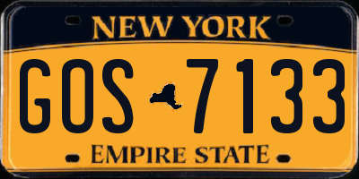 NY license plate GOS7133