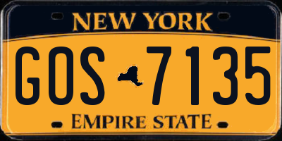 NY license plate GOS7135