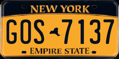 NY license plate GOS7137