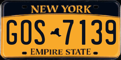 NY license plate GOS7139