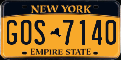NY license plate GOS7140