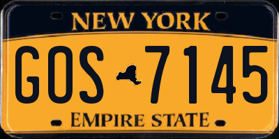 NY license plate GOS7145