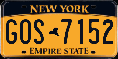 NY license plate GOS7152