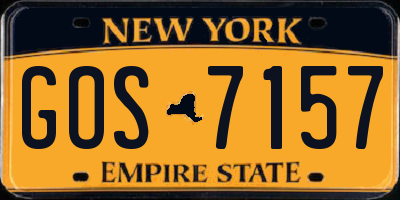 NY license plate GOS7157