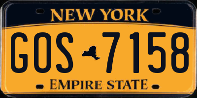 NY license plate GOS7158