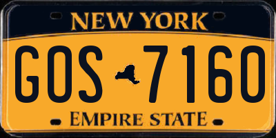 NY license plate GOS7160