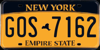 NY license plate GOS7162