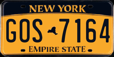 NY license plate GOS7164