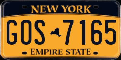NY license plate GOS7165
