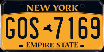 NY license plate GOS7169