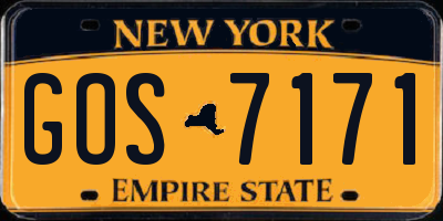 NY license plate GOS7171