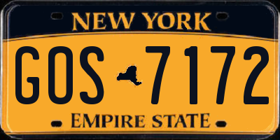 NY license plate GOS7172