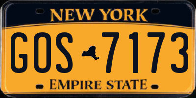 NY license plate GOS7173
