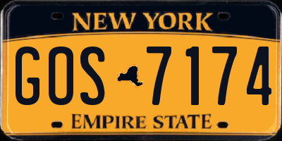 NY license plate GOS7174