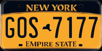 NY license plate GOS7177