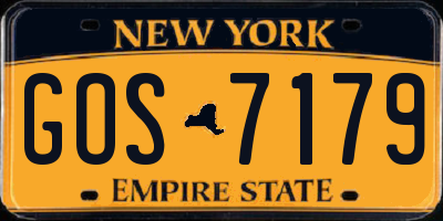 NY license plate GOS7179