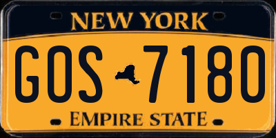 NY license plate GOS7180