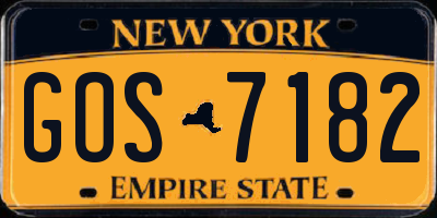 NY license plate GOS7182