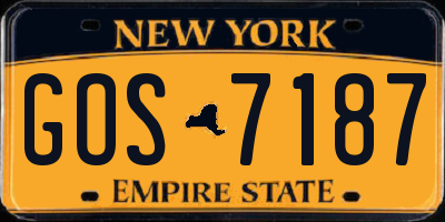 NY license plate GOS7187