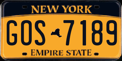 NY license plate GOS7189
