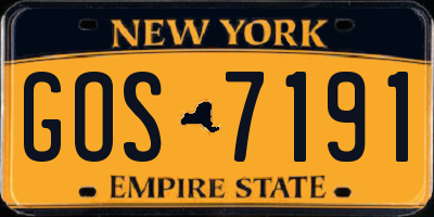 NY license plate GOS7191