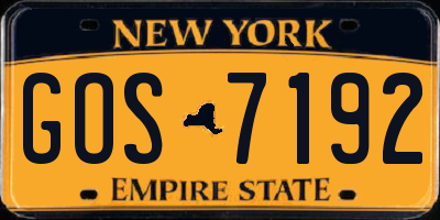 NY license plate GOS7192