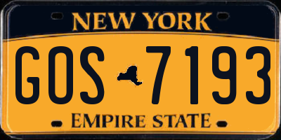 NY license plate GOS7193