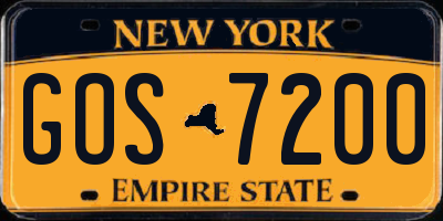 NY license plate GOS7200
