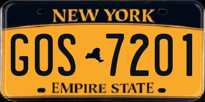 NY license plate GOS7201