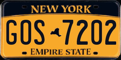 NY license plate GOS7202