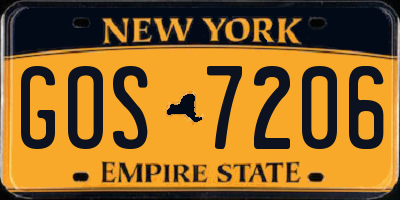 NY license plate GOS7206