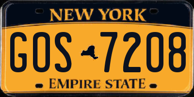NY license plate GOS7208