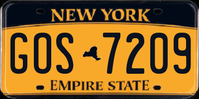 NY license plate GOS7209