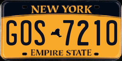 NY license plate GOS7210