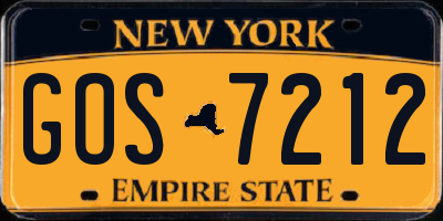 NY license plate GOS7212