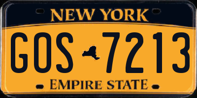 NY license plate GOS7213