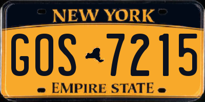 NY license plate GOS7215