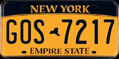 NY license plate GOS7217