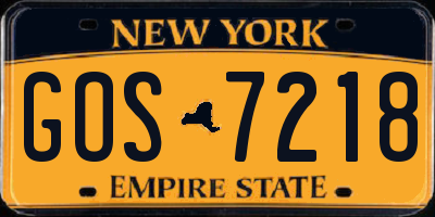 NY license plate GOS7218