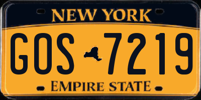 NY license plate GOS7219