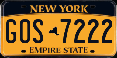 NY license plate GOS7222