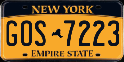 NY license plate GOS7223