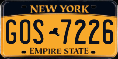 NY license plate GOS7226