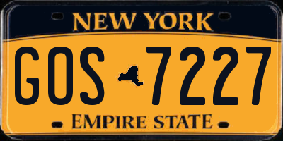NY license plate GOS7227