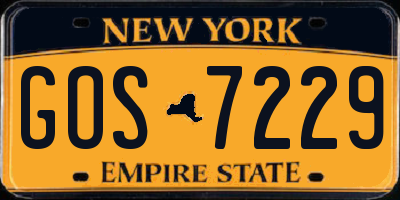 NY license plate GOS7229