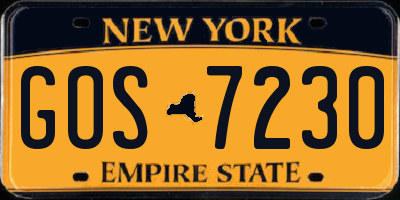 NY license plate GOS7230