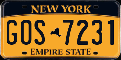 NY license plate GOS7231